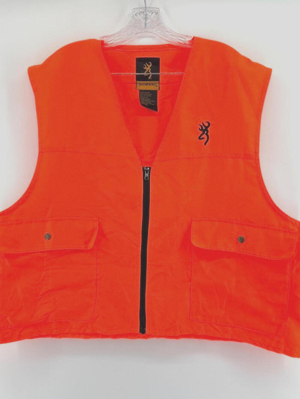 Browning Mens Hunting Safety Vest  Full Zip Front Pockets Orange XL